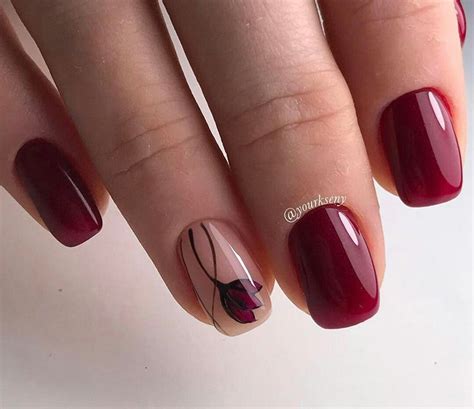 Дизайн ногтей красного цвета — лучшие идеи с фото | Maroon nails ...