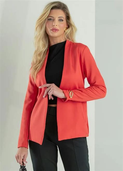 Qual Melhor Tecido Para Blazer Feminino - Blazer Feminino Adulto Tecido Paris Vermelho - Gris
