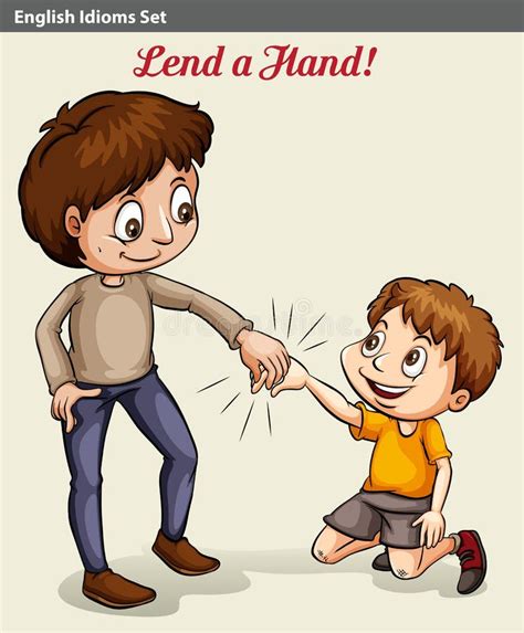 idiom lend  hand stock vector illustration  gentleman