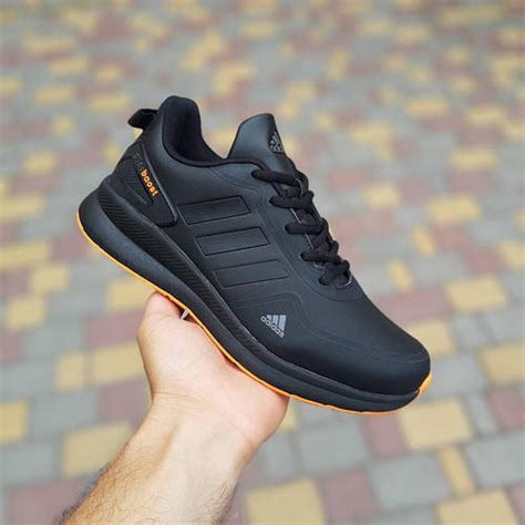 Купить Мужские летние кроссовки Adidas Glide Boost Чёрные с оранжевым ...