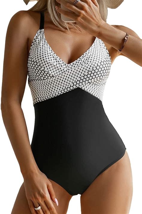 SOMER Women's One Piece Swimsuits Tummy Control Front Cross Bathing