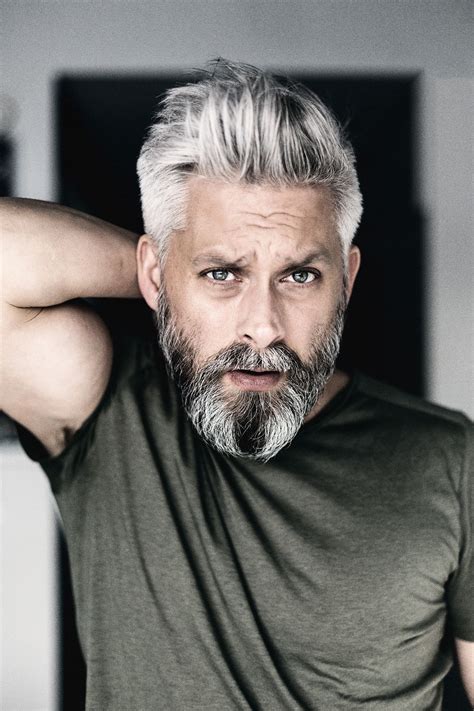 Model swedish grey hair silverfox mens style beard grooming silver male ...