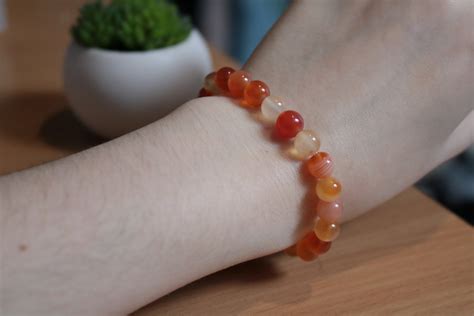 Bracelet Cornaline (Agate rouge) - Perles 8mm - Des minéraux