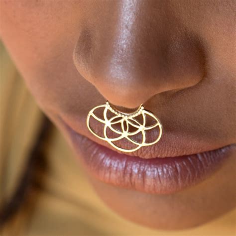 Unique Gold Septum Septum Jewelry Large Septum Lotus - Etsy Israel