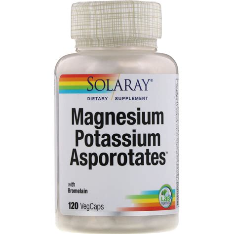 Калия и магния аспарагинат Solaray Magnesium Potassium Asporotates 120 ...
