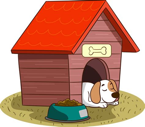 perro durmiendo en vector de dibujos animados de perrera  vector en vecteezy