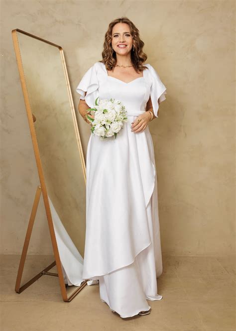 Vestido De Madrinha Civil - Vestido Longo de Noiva Noivado Casamento Civil Plus Size Madrinhas ...