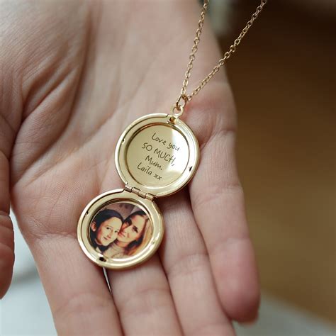 engraved  locket necklace  hidden photo etsy