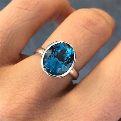 Large London Blue Topaz Oval Gemstone Ring Solitaire Large - Etsy Canada
