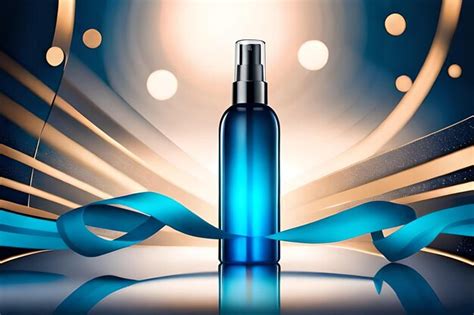 Premium AI Image | Cosmetic ads template essence bottle with blue ...