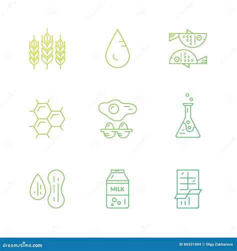Food Allergens Icons stock vector. Illustration of honey - 86331004