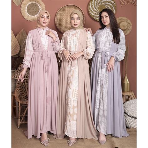 jual malika dress gamis ceruti motif premium gies produck original