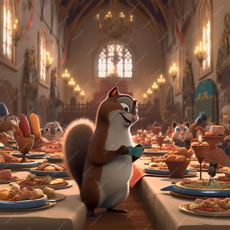 Premium AI Image | A scene from the animated movie squirrel