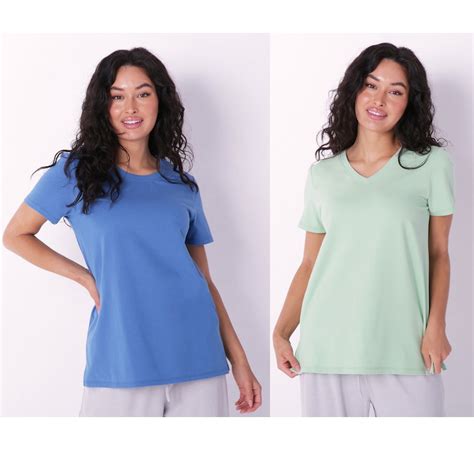cuddl duds cotton classics  neck  scoop neck tees tscca