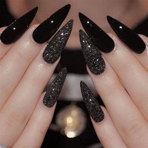 Черный Длинный Острый Маникюр — Richnail.ru