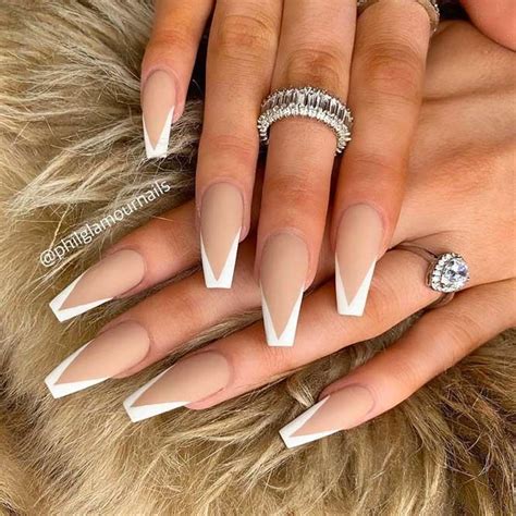 61 Best Coffin Nails Ideas To Try in 2024 | French tip acrylic nails