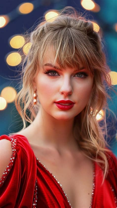 Download Taylor Swift Red Dress Christmas Vibes Wallpaper | Wallpapers.com