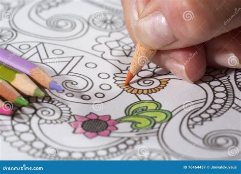 Adult Coloring Book and Colorful Pencils. Stock Image - Image of ...