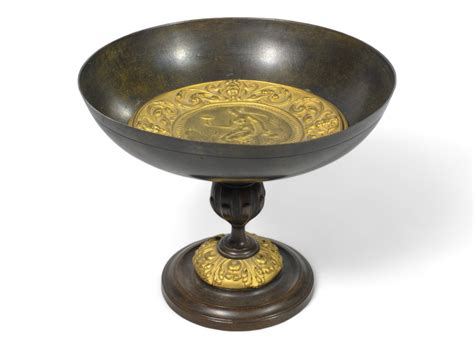 Lot - An Antique Brass & Copper Temperantia Compote Tazza, 16cm x 19cm