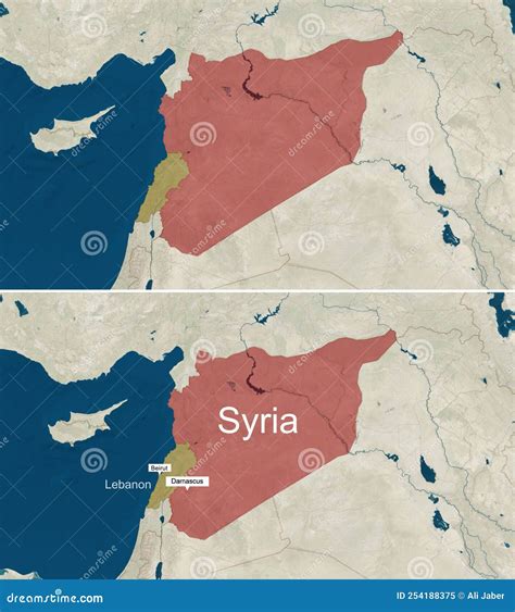 The Map of Syria and Lebanon with Text, Textless Stock Illustration ...