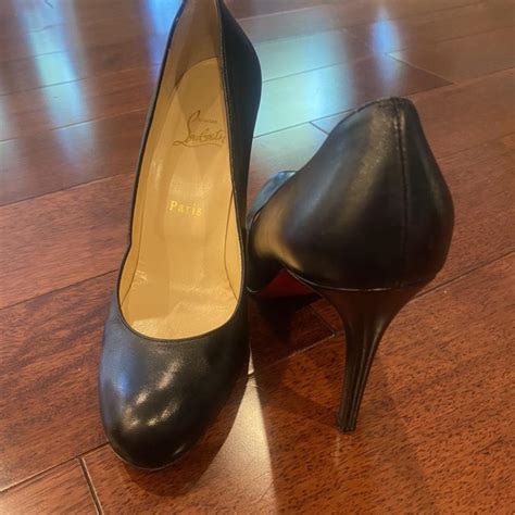 Classic Christian Louboutin black pump with 4 inch... - Depop