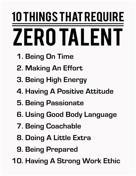 10 Things That Require Zero Talent, Black on White, Inspirational Print