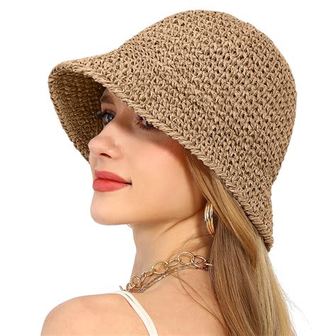 womens sun hat handmade straw bucket wide brim packable travel summer