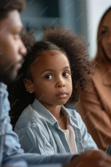 A family moment of a couple sitting next to a little girl possibly a