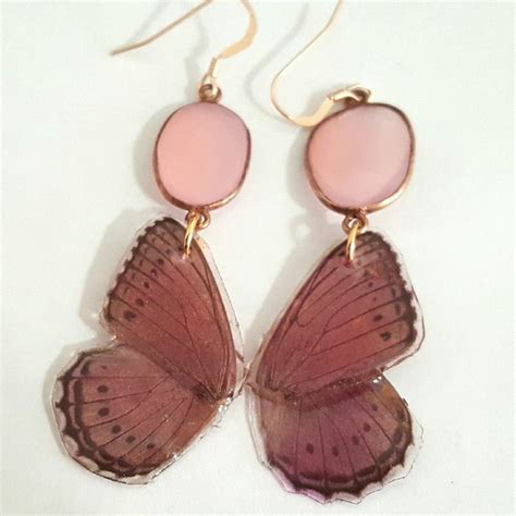 pink real butterfly wing earrings lavender moon harvest collection