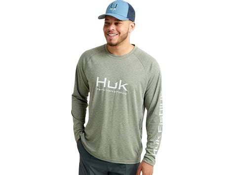 Huk Men's Pursuit Crew Shirt Heather Moss XL