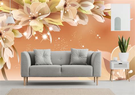 Фотообои на самоклеющейся основе Walldeco Нарисованные цветы 400x260 ...