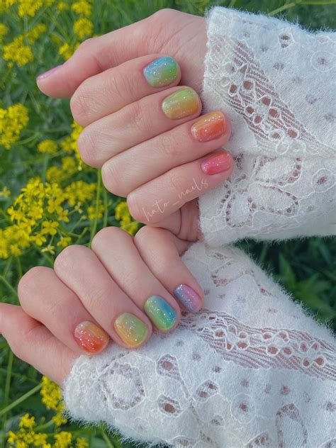 ИНСТ @hato_nails МОСКВА КОРЕЙСКИЙ МАНИКЮР Rainbow nails | Korean nail ...