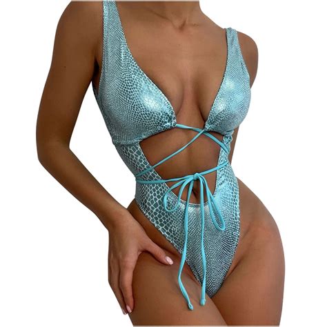 Luxalzxs Sexy One Piece Swimsuit for Women Snakeskin Wrap Swimsuit Sexy