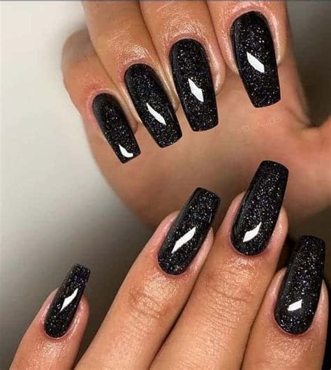 Unha De Fibra Preta Com Glitter - Unha Preta Decorada Com Glitter 25 Ideias Lindas – Unha Decorada Simples