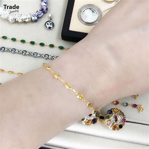 BR-1201 สร้อยข้อมือ บุษราคัม ทอง 9k น้ำหนัก 1.76 g. ขนาด 16.5 สั่งซื้อ ...
