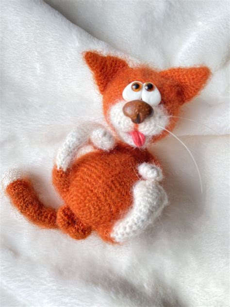 Рыжий кот,кошка с мышкой, игрушка кошка, игрушка вязаная кошка, рыжик ...