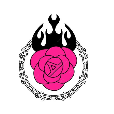 Premium Vector | Flaming rose tattoo in yk s s style emo goth element
