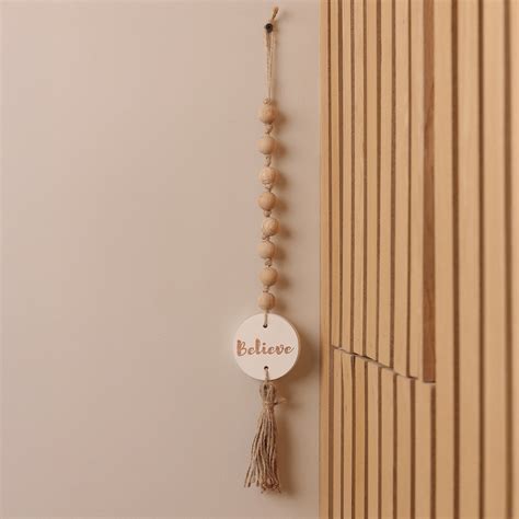 Believe Wooden Bead Garland – White