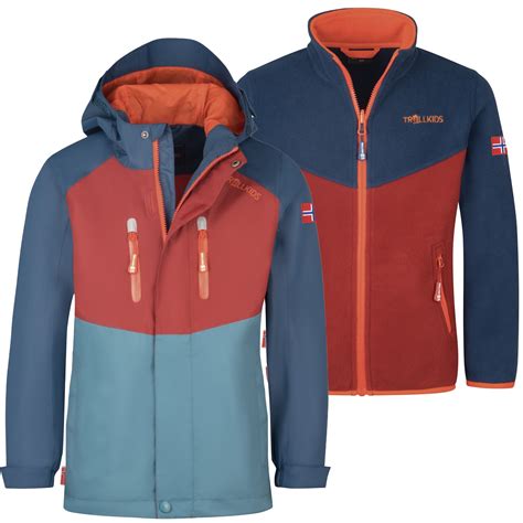 Trollkids Bryggen 3 in 1 Jas Kinderen - Carmin Red/Mystic Blue/Stormy Blue