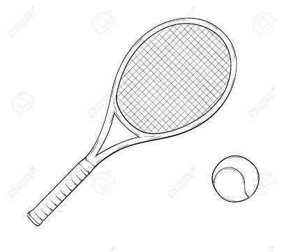 Tennis racket ball illustration drawing engraving stock vector royalty ...