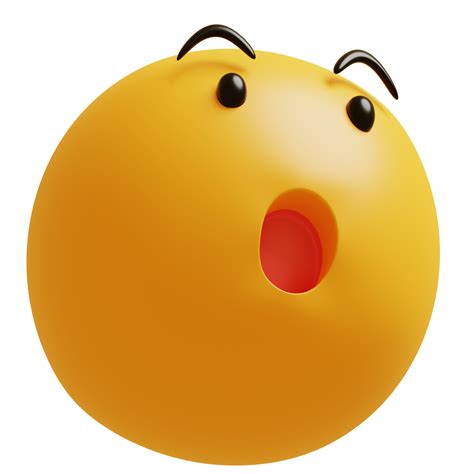 yellow face wow emoji surprised shocked emoticon  render