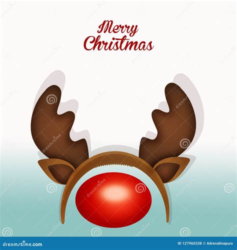 Reindeer Horns and Red Nose Mask Stock Illustration - Illustration of funny, year: 127960338