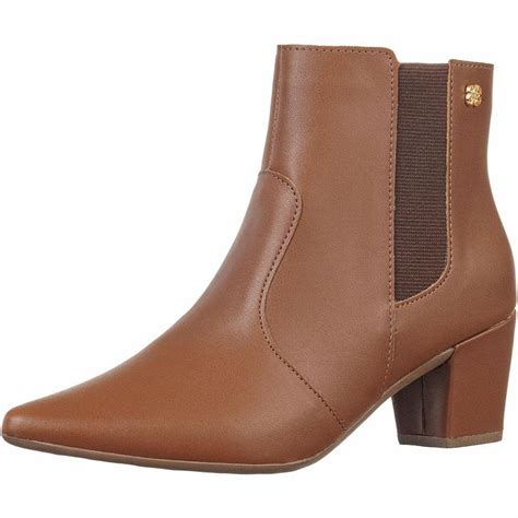 Bota Bico Fino Feminina - Bota Feminina GiGiL Salto Grosso Bico Fino Elástico - Caramelo | Netshoes
