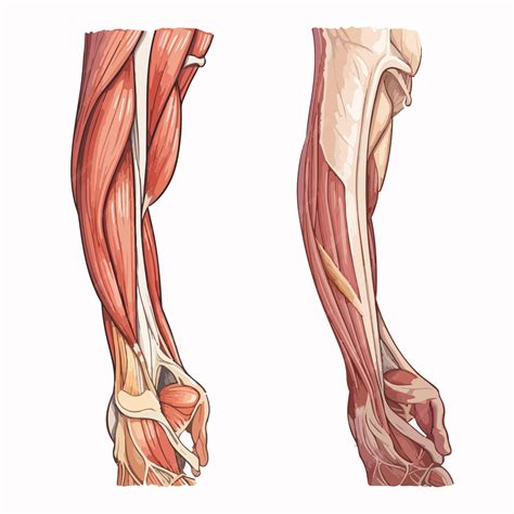 Comparison of Healthy and Ruptured Biceps Tendon Medical Illustration