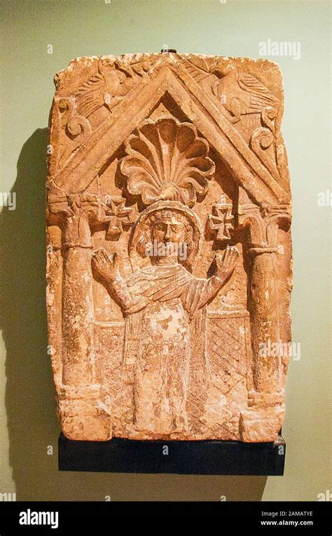 Egypt, Alexandria, National Museum, Coptic art, a stela with a woman ...