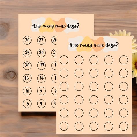 countdown printable template  counting   days  etsy
