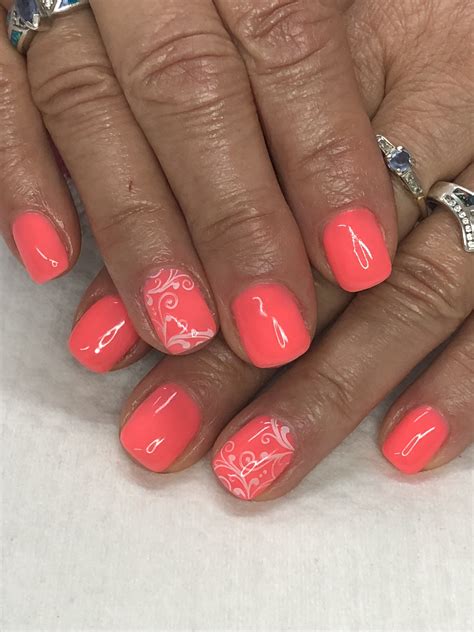 Summer Coral Gel Nails Light Elegance Pass the Torch | Coral gel nails