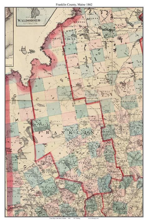 Franklin County, Maine 1862 - Old Map Custom Reprint - Counties Other