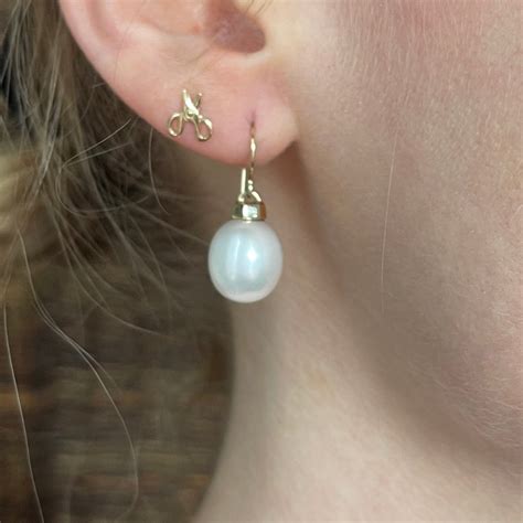 14K Gold Large Cultured Pearl Drop Earrings – Jamie Joseph