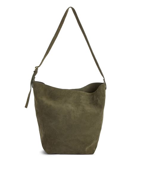 Suede Tote Bag - Khaki Green - ARKET IT